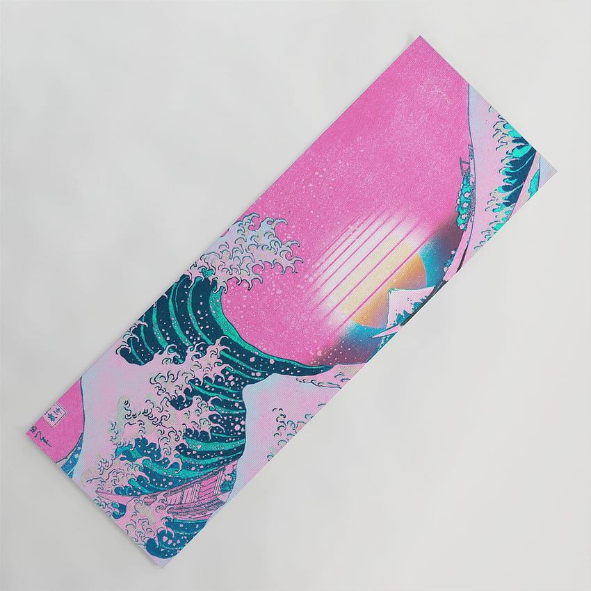 Vaporwave Aesthetic Great Wave Off Kanagawa Sunset Yoga Mat von coitocg, ästhetisches Kanagawa HD-Handy-Hintergrundbild