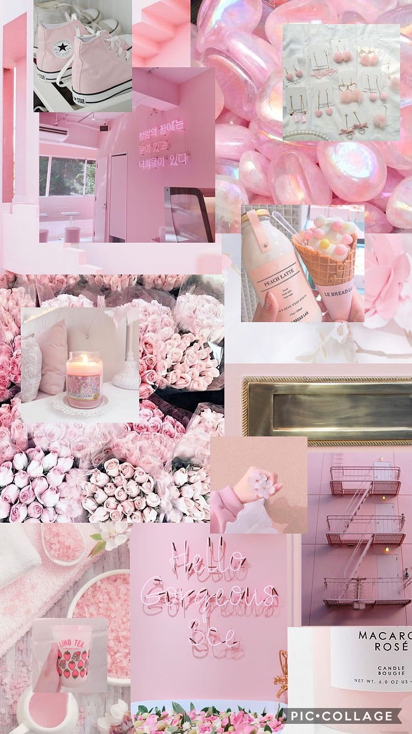 Aesthetic Pastel Light Pink, pencahayaan kolase estetika wallpaper ponsel HD