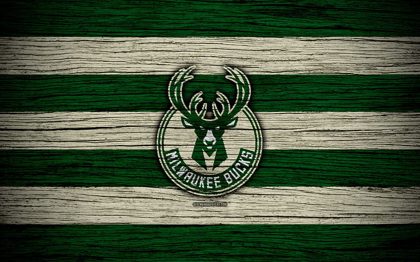 Milwaukee Bucks, NBA, wooden texture, basketball, Eastern Conference, USA, emblem, basketball club, Milwaukee Bucks logo with resolution 3840x2400. High Quality HD wallpaper