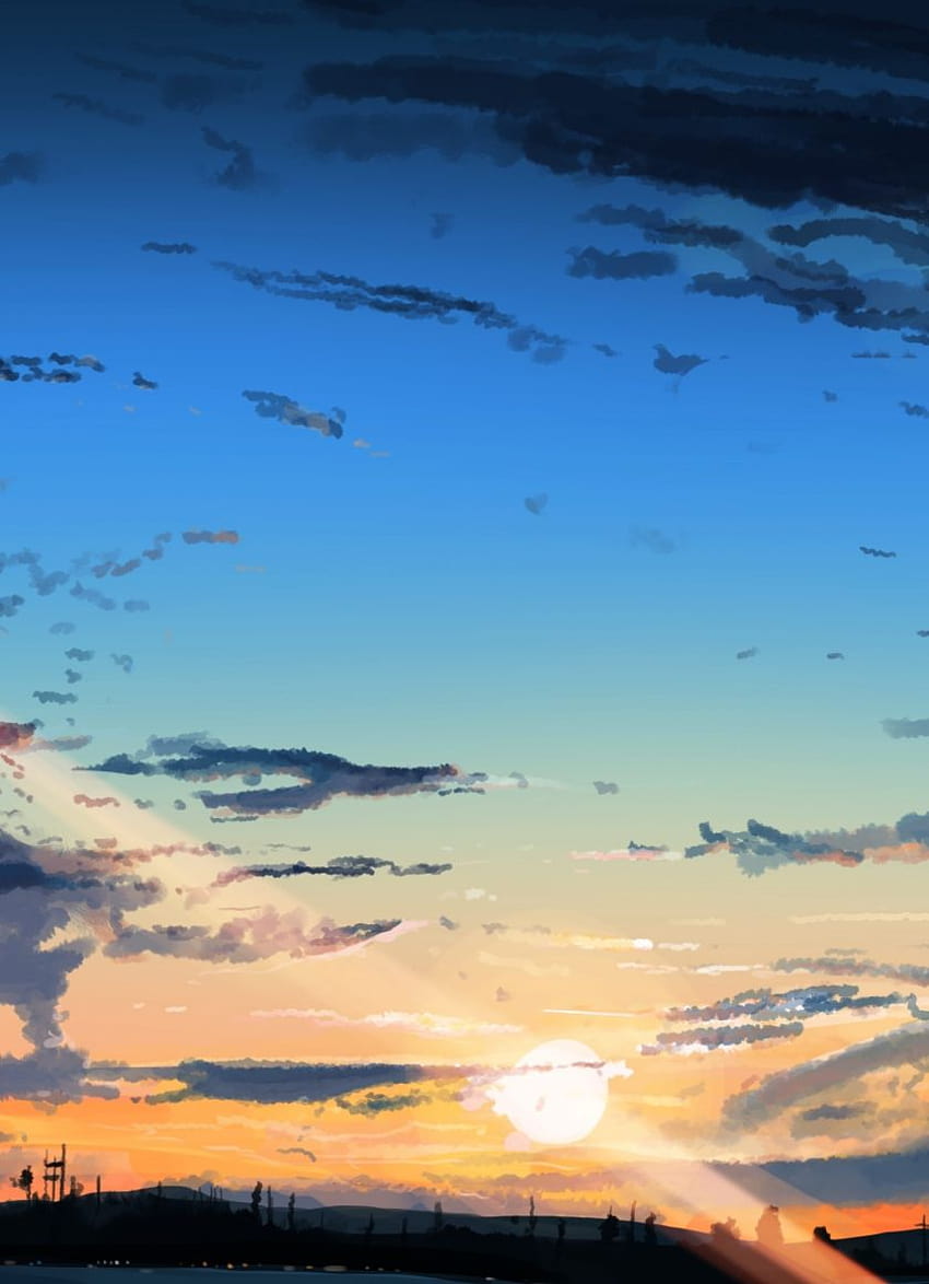 840x1160 sunset, sky anime, clouds, original, iphone 4, iphone 4s, ipod ...