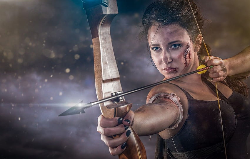 girl, bow, arrow, string, wound, Abel Tonkens for, girl with bow and arrows HD wallpaper