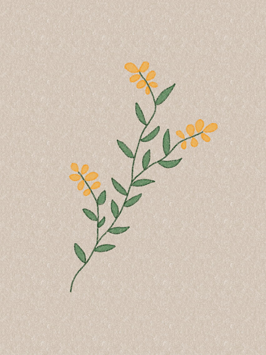 Сладка естетична рисунка на жълти цветя през 2020 г., естетична рисунка на цветя HD тапет за телефон