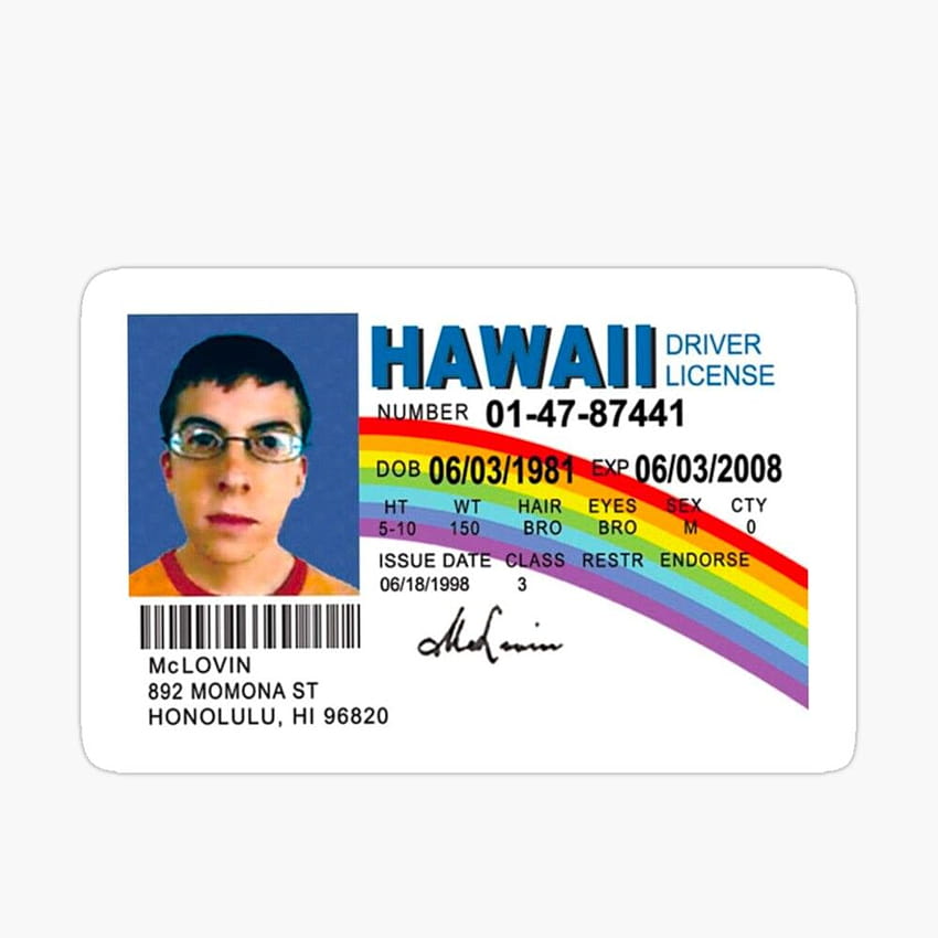 Licencia de conducir de Mclovin fondo de pantalla del teléfono