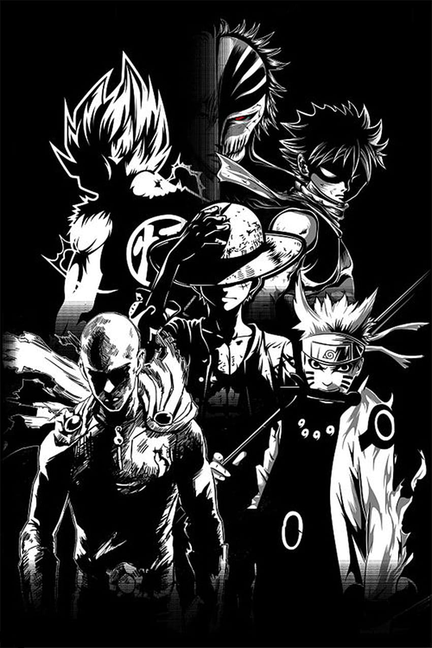 Naruto en blanco y negro publicado por Christopher Tremblay, una pieza oscura fondo de pantalla del teléfono