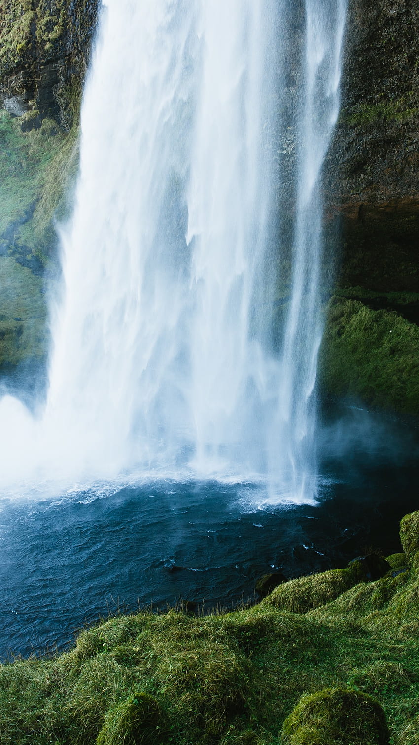 Waterfall, hills, rocks, Nature, mobile waterfall android HD phone wallpaper