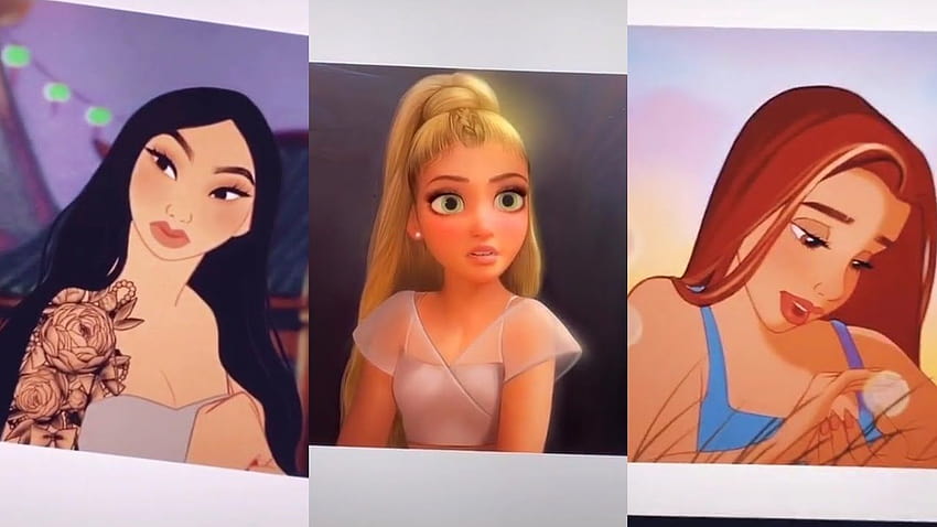 Disney Princesses Glowup Tiktok Cartoon Art V9 Tiktok Ironic Art Memes em 2020, Disney princess glow up papel de parede HD