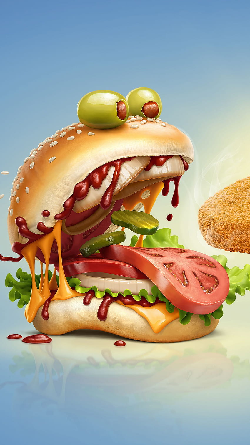 Monster Burger Mobile en 2020, le monstre de la pizza Fond d'écran de téléphone HD