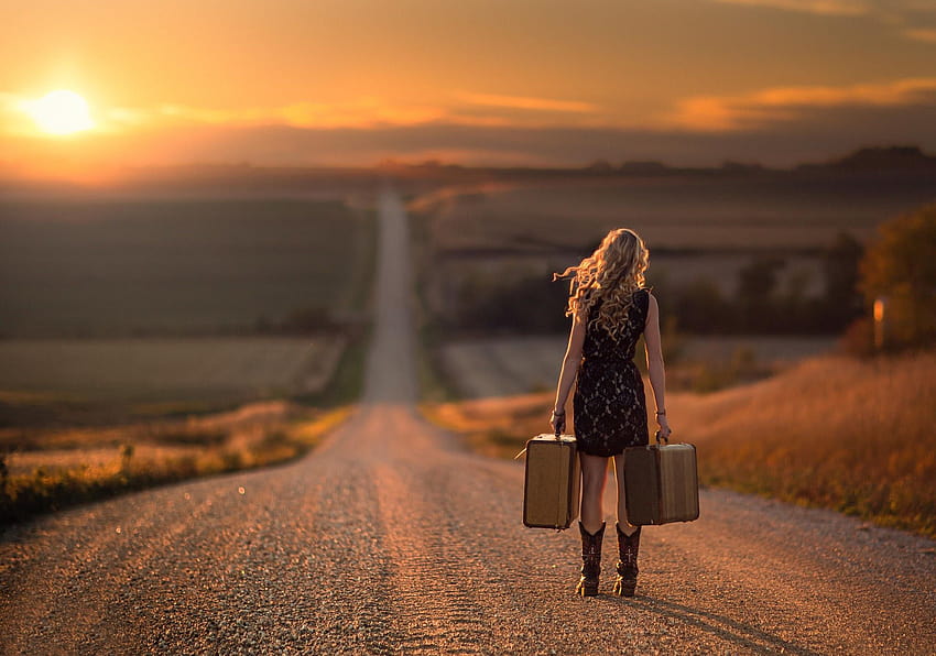 Girl Walking Alone On Road, alone girl road HD wallpaper
