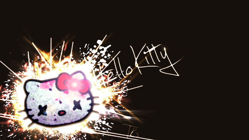 Emo Hello Kitty auf Hund, schwarzer Hallo-Kitty-Computer HD ...
