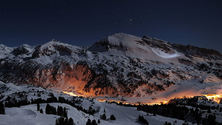Malam Gunung di Zen, malam salju Wallpaper HD