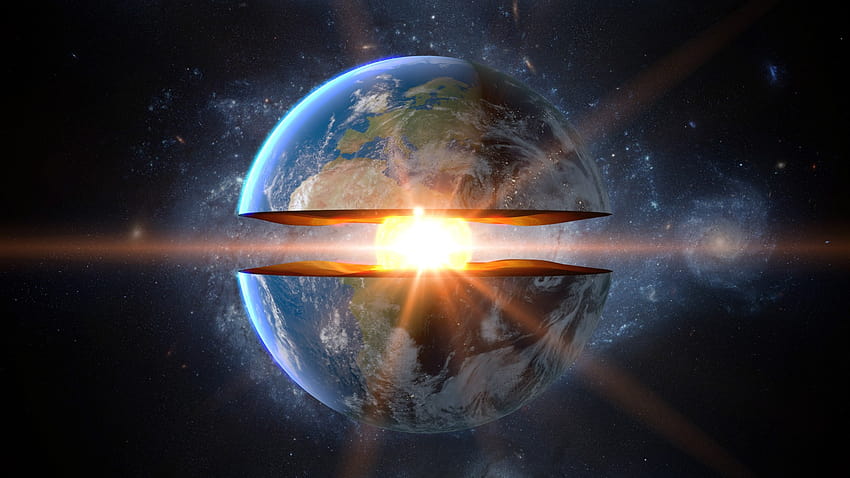 Nouveau monde caché' découvert dans le noyau interne de la Terre, la terre creuse Fond d'écran HD