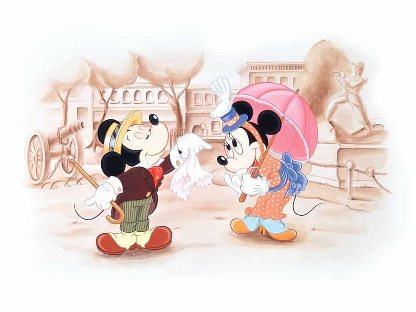 Peach mickey and Minnie Mouse, classic disney HD wallpaper