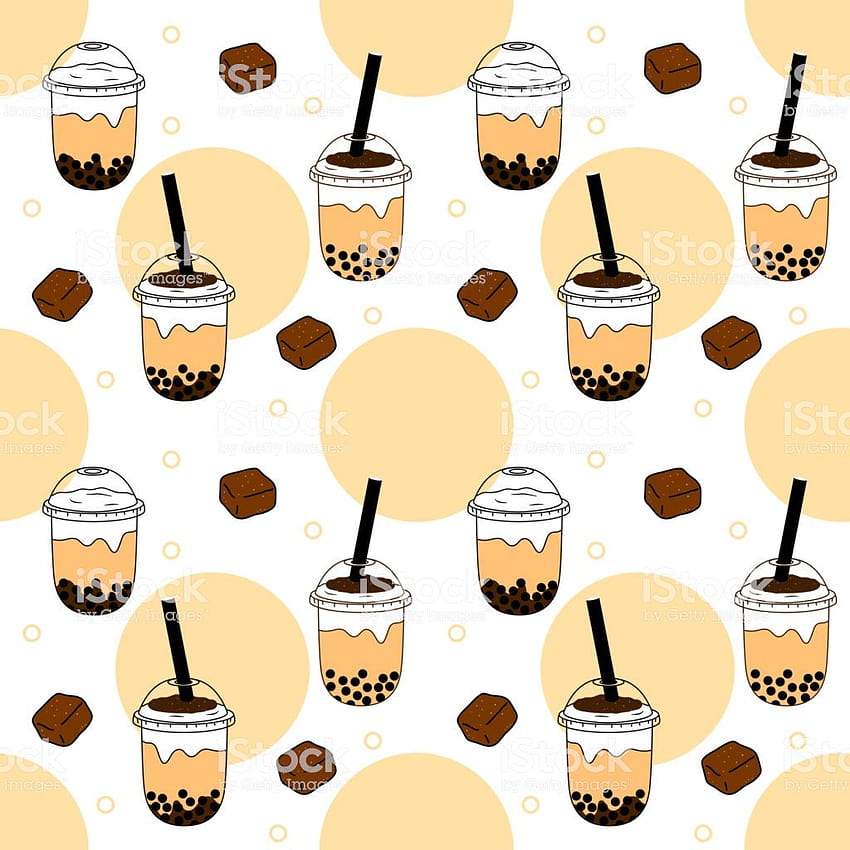 Doodle Bubble Tea Pearl Milk Tea Or Boba Tea Seamless Pattern HD phone wallpaper