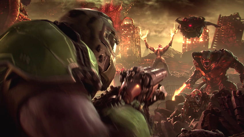Aktuelle DOOM Eternal Concept Art könnte den Kampf zwischen Himmel und Hölle, Doom Eternal u HD-Hintergrundbild