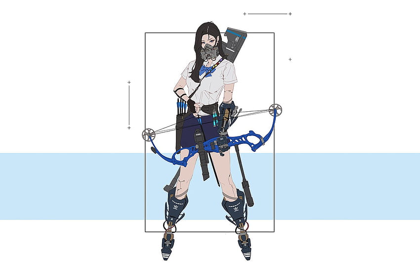 Girl, Minimalism, Style, Asian, Girl, Bow, Art, Art, Asian, Style, Adidas, Minimalism, Archer, Archer, Bow, Cyberpunk , section минимализм, girl compound bow HD wallpaper
