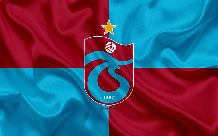 Trabzonspor, azul borgonha seda bandeira, logo, Clube de futebol turco, arte, emblema, textura de seda, Trabzon, Turquia com resolução 3840x2400. Alta qualidade papel de parede HD