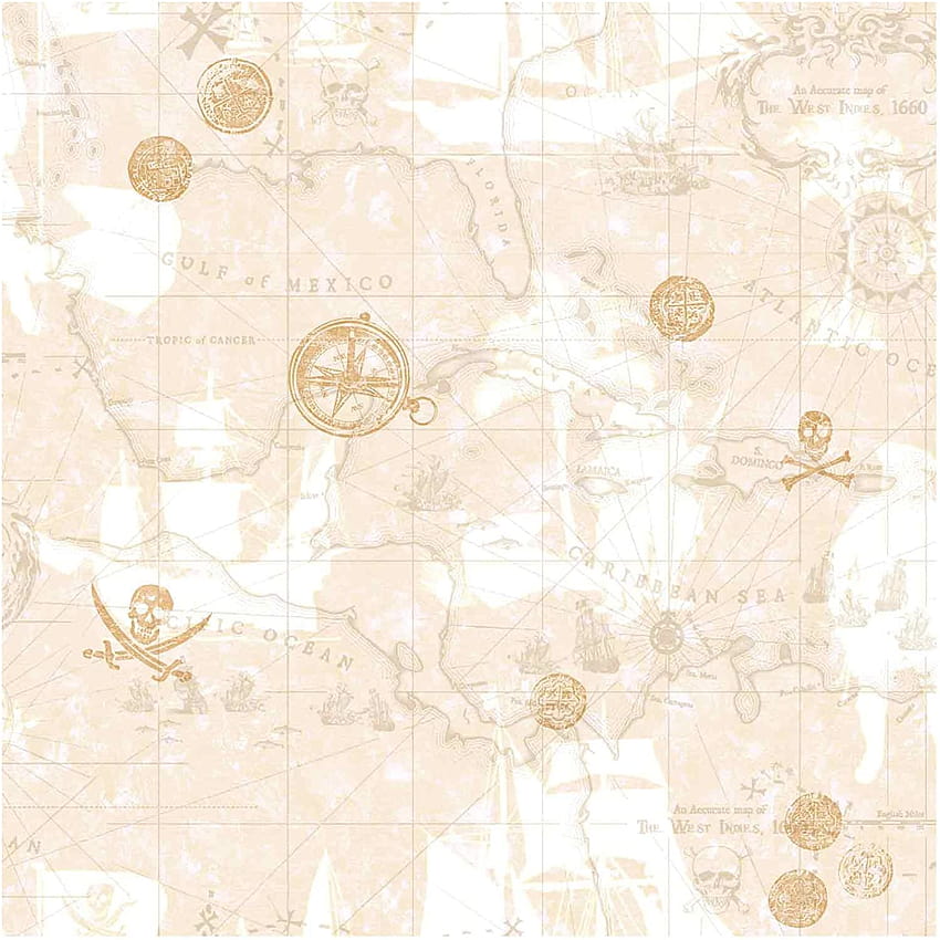 York Wallcoverings ZB3106 Pirate Map , Sand Beige/Taupe/Dove Gray/Gold: Home Improvement HD phone wallpaper