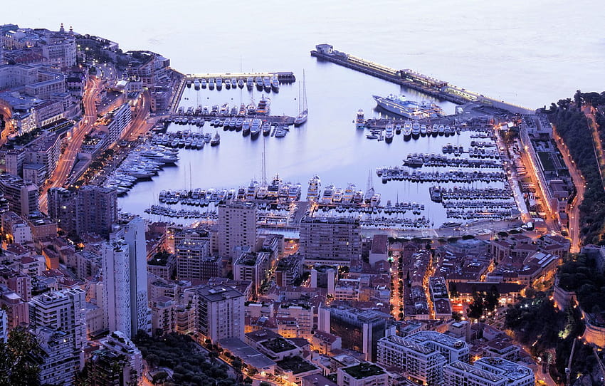 city, home, yachts, port, Monaco, night, Monaco, Monte Carlo, Monte Carlo, evening. , section город, monaco night HD wallpaper
