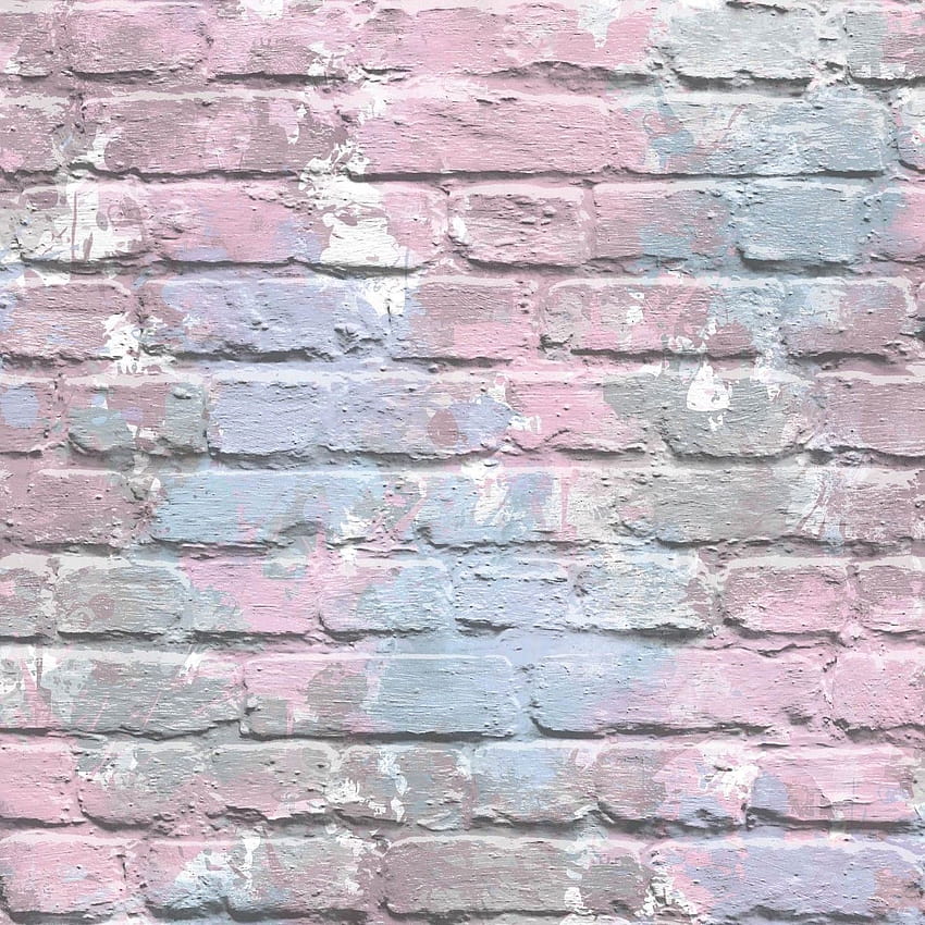 3D brick effect lilac pink blue paint splash slates stones rustic painted: Amazon.co.uk: DIY & To… HD phone wallpaper