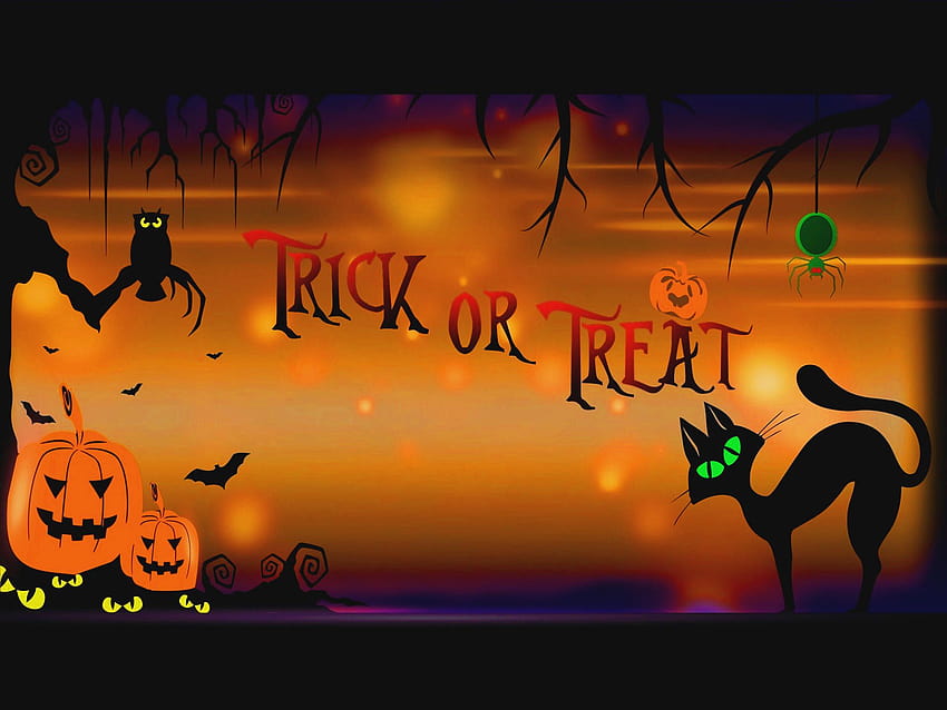 Halloween-Fensteraufkleber, buntes Buntglas, Süßes oder Saures HD-Hintergrundbild