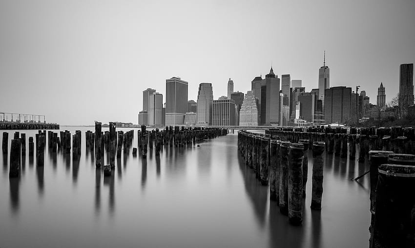 architektura zatoka czarne zabudowania miasta chmury nyc rzeki niebo woda świat Nowy Jork duże jabłko, ciemne architektury Tapeta HD