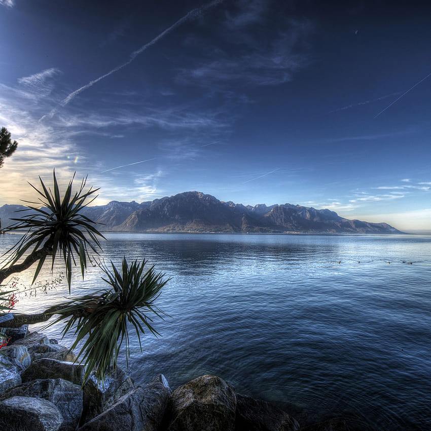 2932x2932 Montreux Lake Switzerland 아이패드 프로 레티나 디스플레이 HD 전화 배경 화면