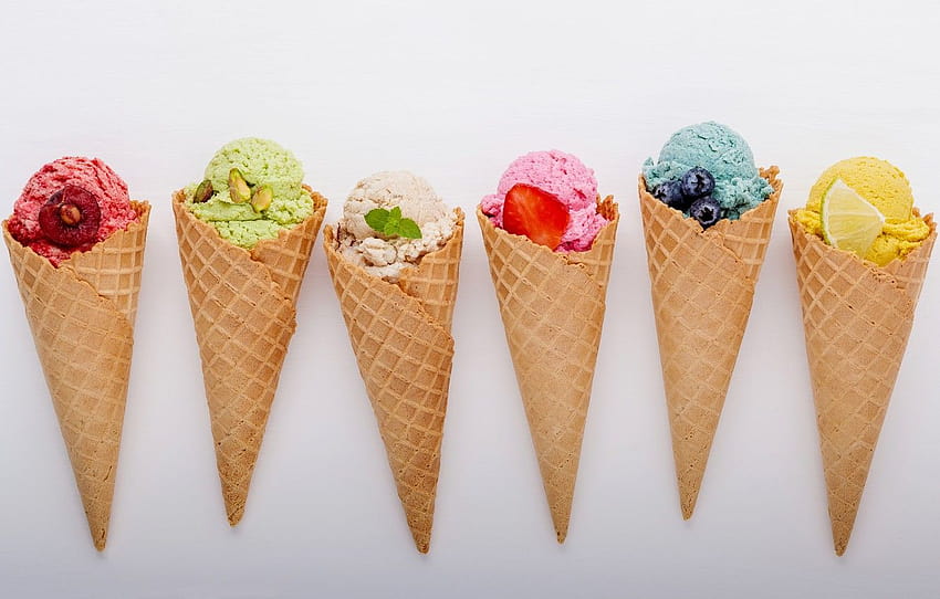 горски плодове, цветен, сладолед ...goodfon, фунийка сладолед HD тапет