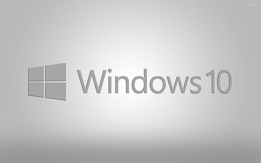 Windows 10 gray text logo on gray gradient, white windows HD wallpaper