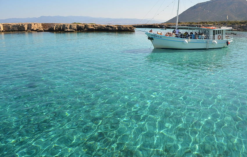 Islands, yacht, Cyprus, Larnaca, Agia NAPA, blue sea , section пейзажи HD wallpaper
