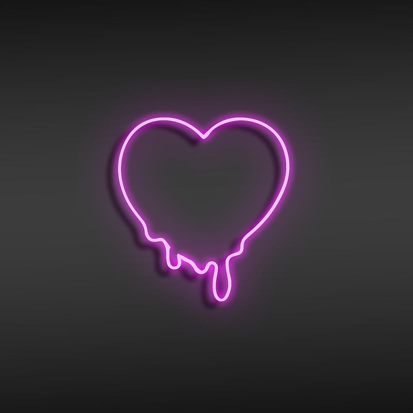 Neon Light Heart, hati yang menetes wallpaper ponsel HD