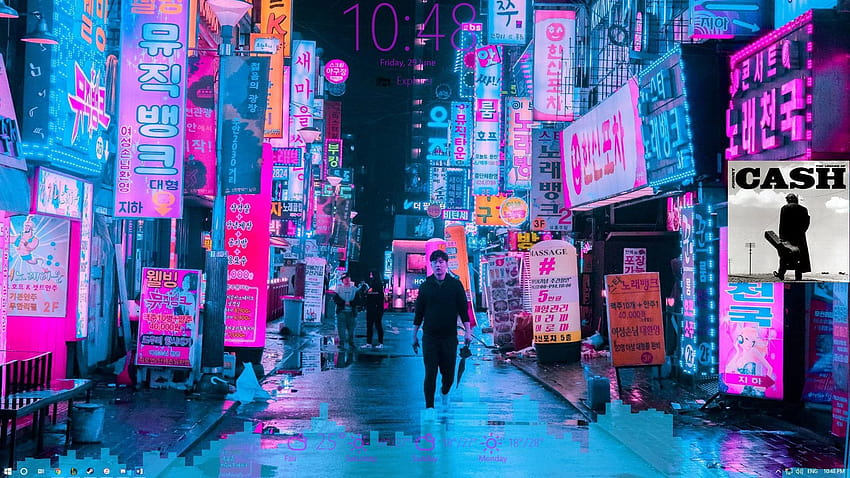 Vereinfachtes Neon-Cyberpunk-Südkorea: Rainmeter, ästhetisches Seoul HD-Hintergrundbild