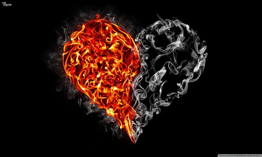 Fire and Smoke Heart ❤ for Ultra TV, fire heart HD wallpaper