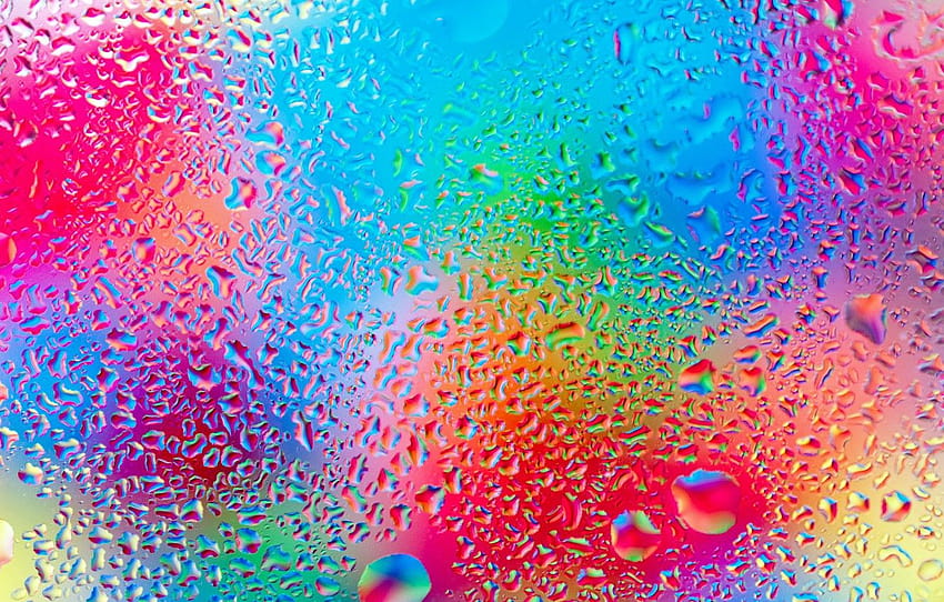 glass, water, drops, colorful, rainbow, glass, rain, rainbow glass HD wallpaper