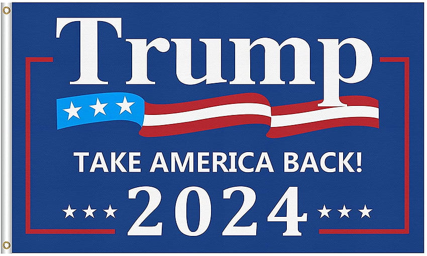 Amazon: Trump 2024-Flagge, 90 x 150 cm, Outdoor-Flagge. Donald Trump-Flagge für den Präsidenten 2024, Elect Trump 2024-Flagge mit zwei Messingösen, lebendiges Druckbanner für den Außen- und Innenbereich HD-Hintergrundbild