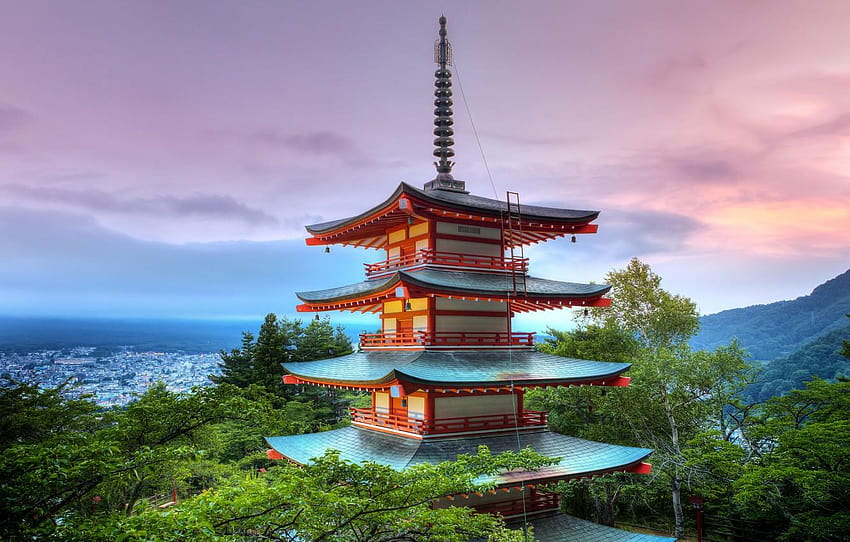 空、屋根、東京、日本、浅草、日本のお寺 高画質の壁紙