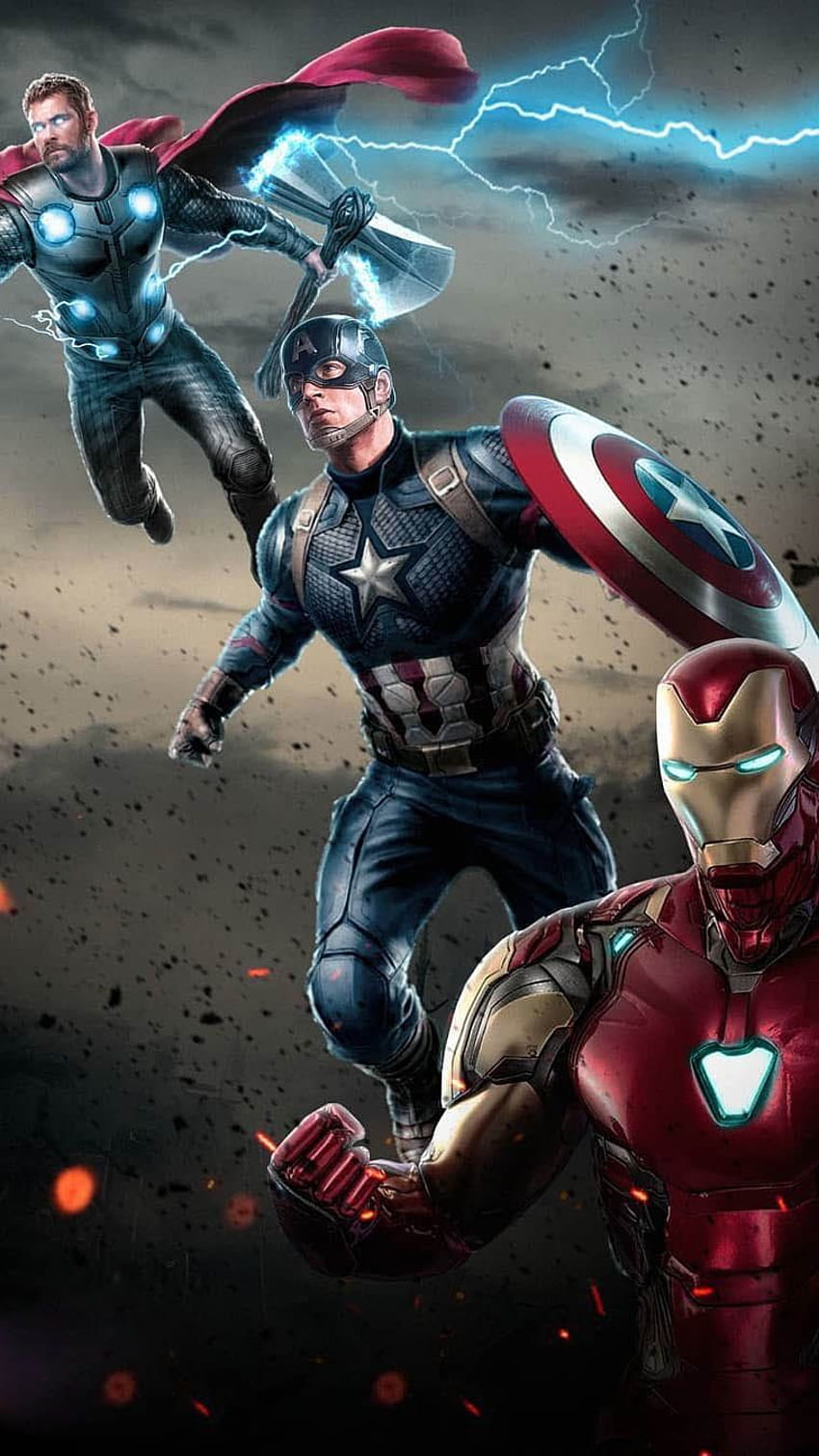 Iron Man Capitán y Thor contra Thanos iPhone, iron man vs thor fondo de pantalla del teléfono