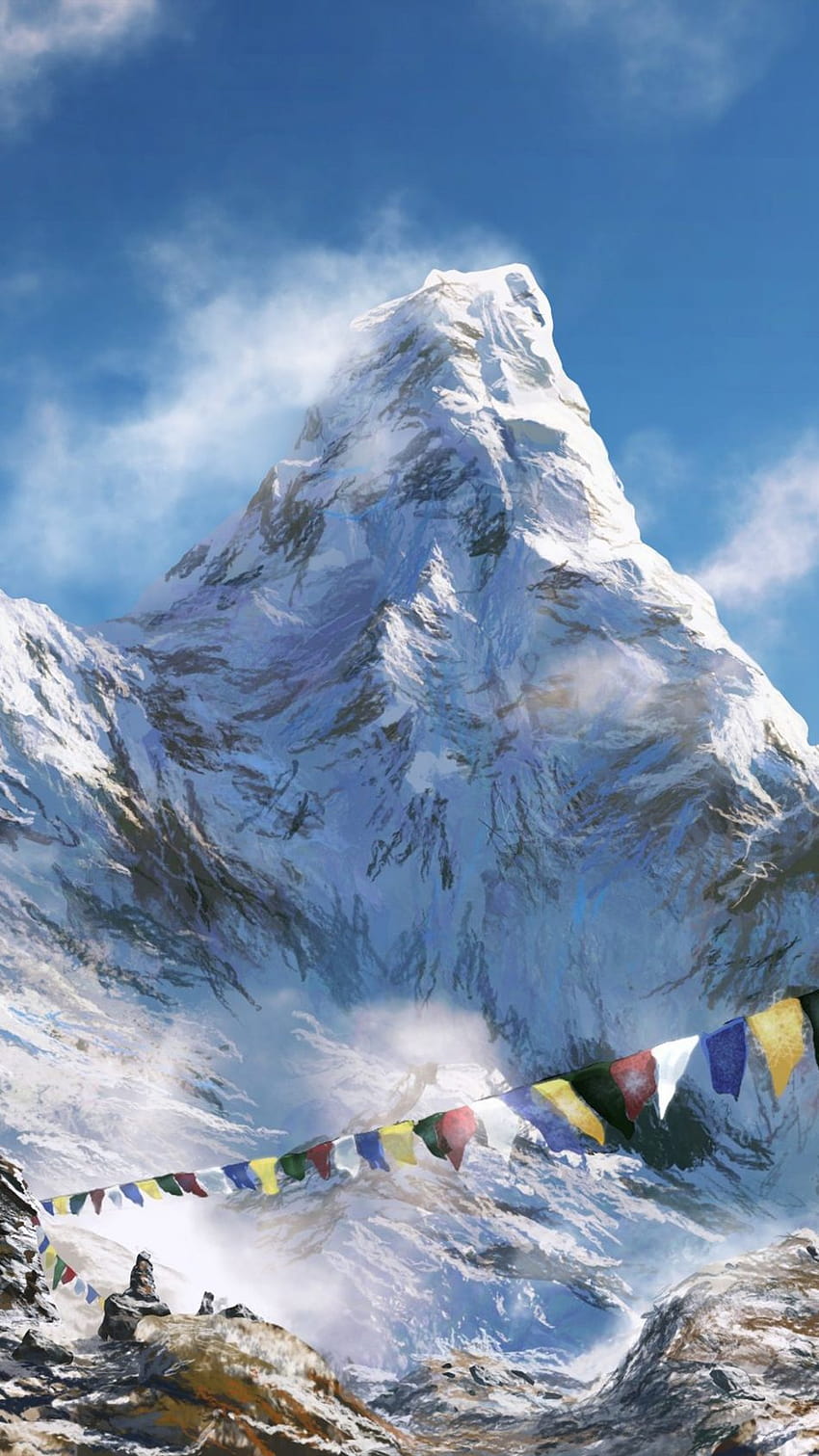 Flagi modlitewne Himalaya Mountain Ultra Mobile, góry mobilne Tapeta na telefon HD