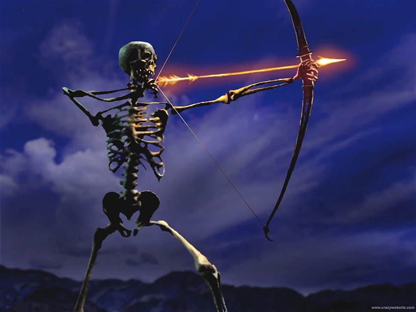 Funny archery sports theme computer a skeleton [1024x768] for your , Mobile & Tablet, bow and arrow firing HD wallpaper