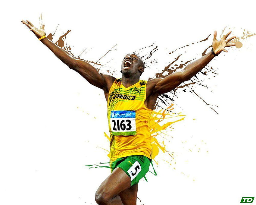 Usain Bolt Paint Splatter от timdallinger, usain bolt работи HD тапет