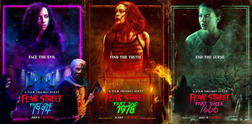 Teraz, gdy wszystkie trzy filmy Fear Street mają plakaty, tutaj są one połączone w jeden!: filmy, Fear Street część druga Tapeta HD