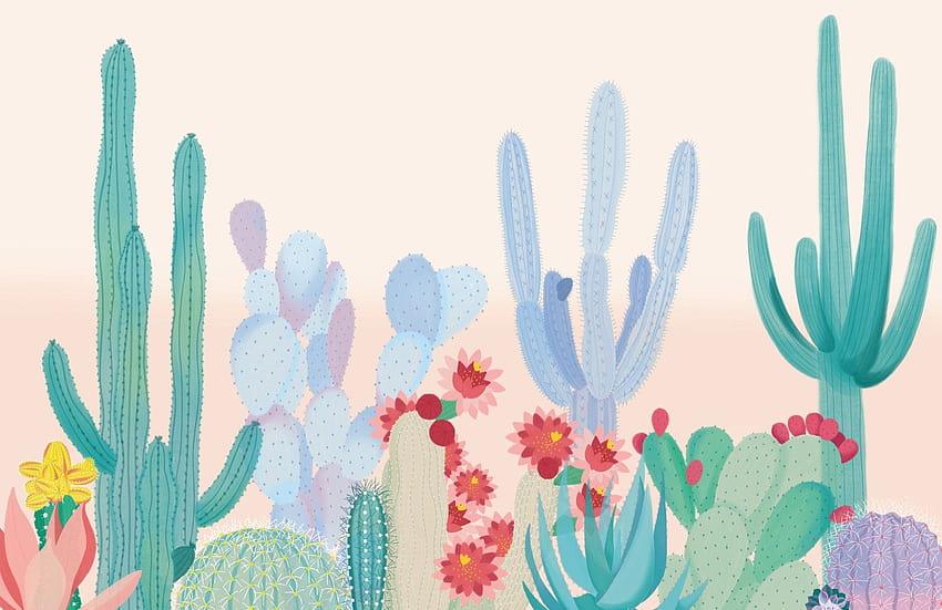 Cute Cactus Mural, cute aesthetic cactus HD wallpaper