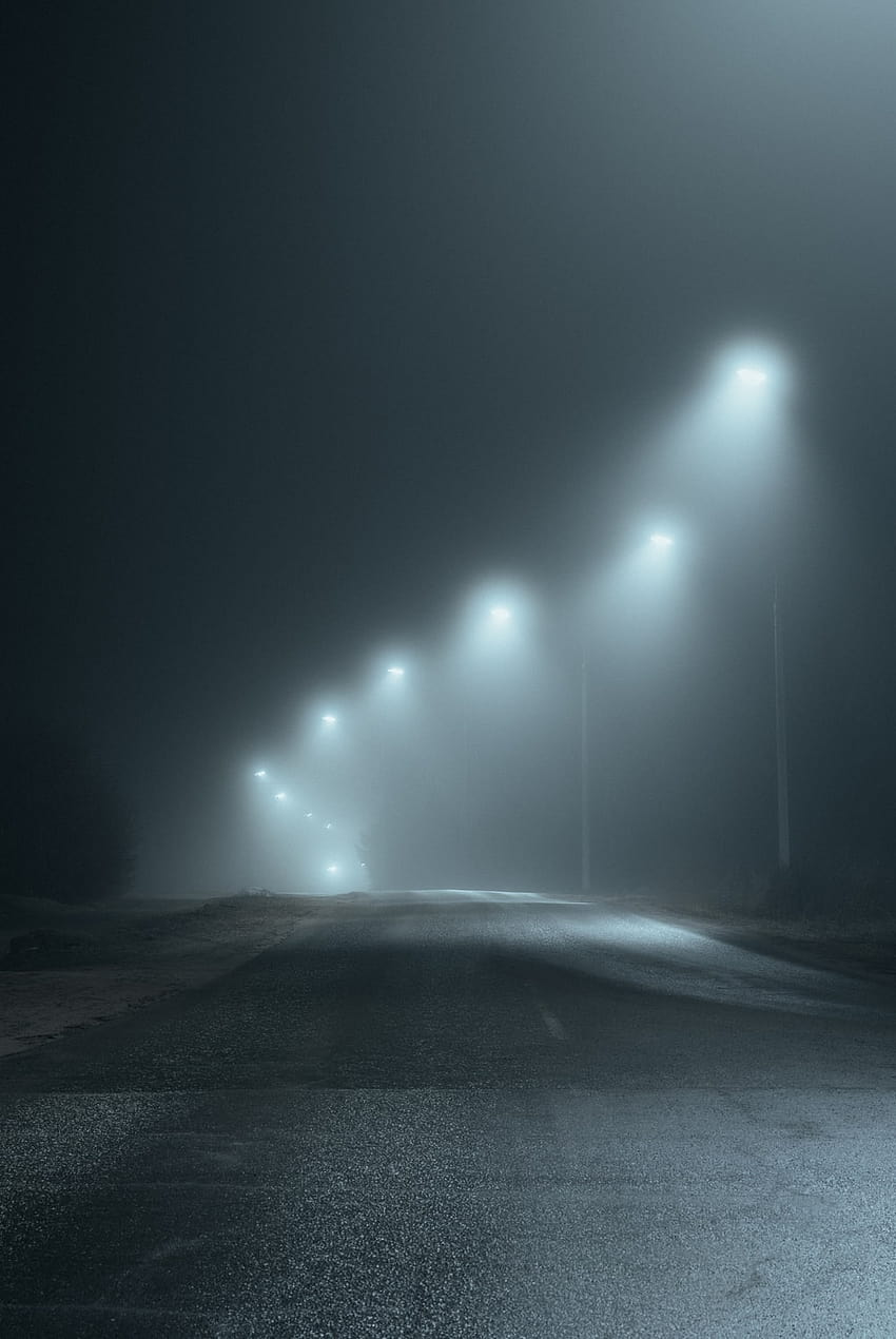 Foggy Street, dark road with fog HD phone wallpaper