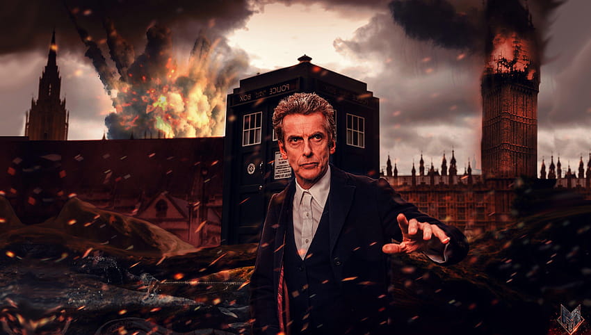 Doctor Who, The Doctor, TARDIS, Londyn, Peter Capaldi, Destruction Tapeta HD