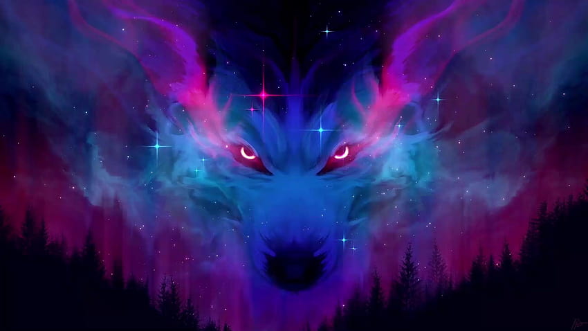 Kosmiczny wilk na żywo, wilk gif Tapeta HD