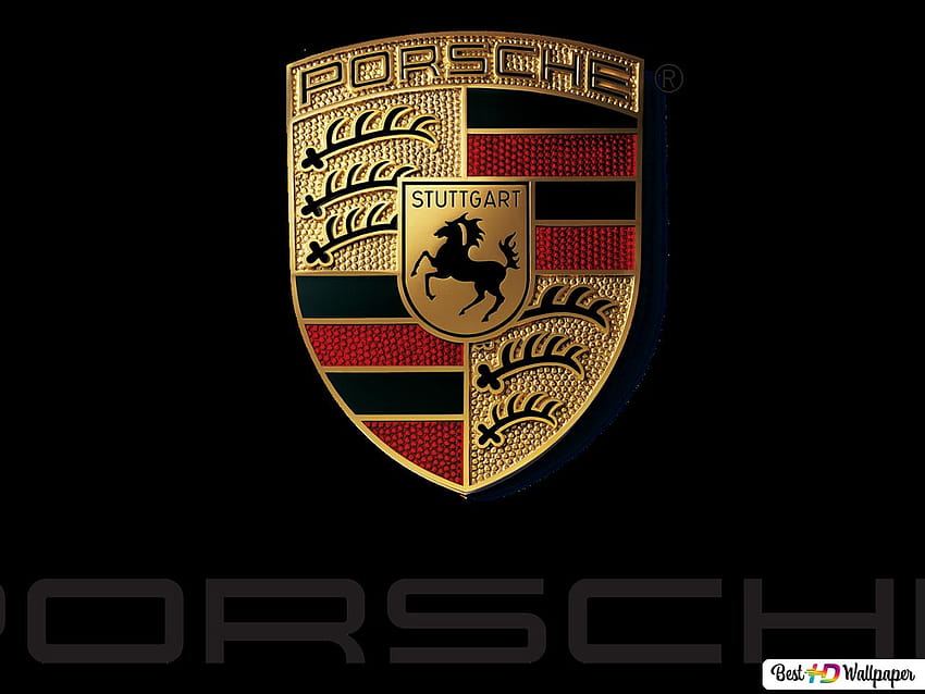 Logótipo do fundo preto traseiro da Porsche papel de parede HD