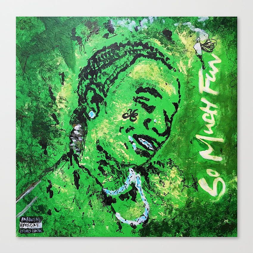 thug,so much fun,album art,cover,green,music,hiphop,rap,decor,wall art,gangsta,cool,dope,poster Canvas Print by artbydee, green rapper HD phone wallpaper