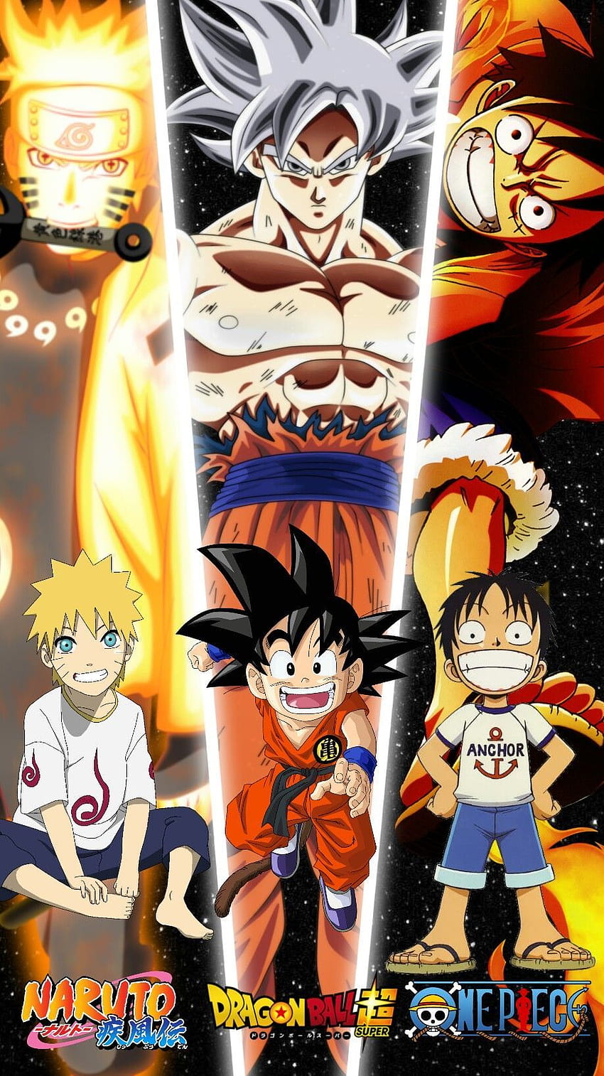 Um desenho meu do Goku,Naruto,Ichigo e Luffy