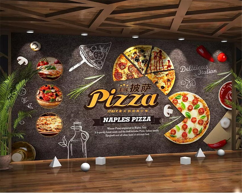 Beibehang dostosuj dowolny rozmiar kreatywna kreskówka Pizza Mural 3d kawiarnia restauracja/bar tła dekoracyjne malowidło ścienne Tapeta HD