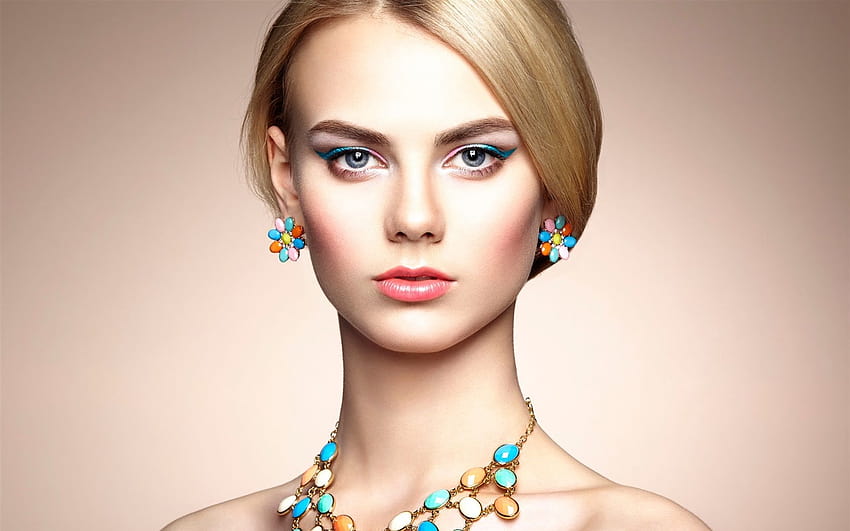 Gadis mode cantik, potret, makeup, perhiasan 750x1334 iPhone, make up dan perhiasan untuk wanita Wallpaper HD