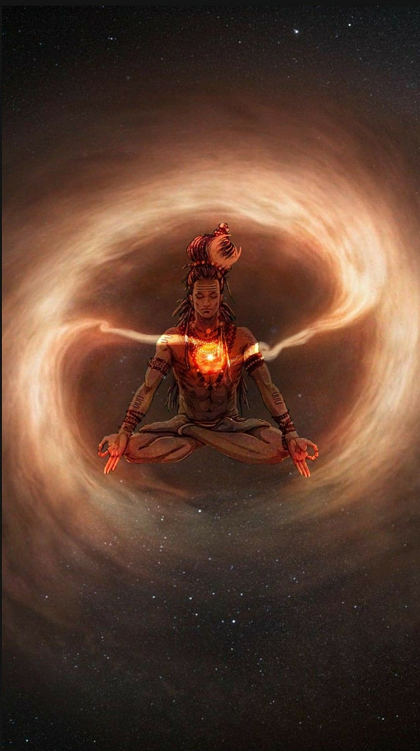Brahmand Galaxy emerging from Lord Shiva in creative art painting, siva iphone HD phone wallpaper
